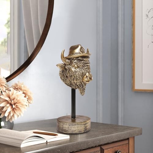 Handcrafted Resin Buffalo Sculpture - Modern Home Decor