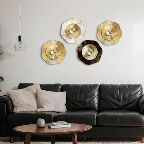 Shimeyao 4 Pcs 12 Inch Gold Metal Wall Decor Sculptures