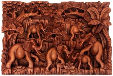Novica Handmade Cempaka Wood Elephant Wall Decor