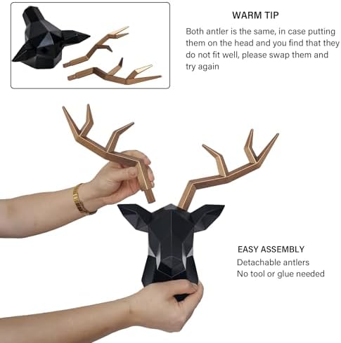 Keygift Geometrical Deer Head Wall Decor Black and Copper
