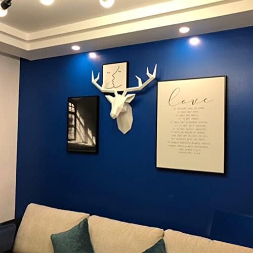 Solid Color 3D Deer Head Wall Decor for Home Office Bar Resin Animal Sculpture