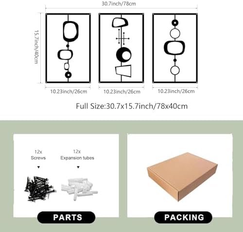 3 Pcs Metal Abstract Wall Decor Modern Geometric Black Wall Sculptures