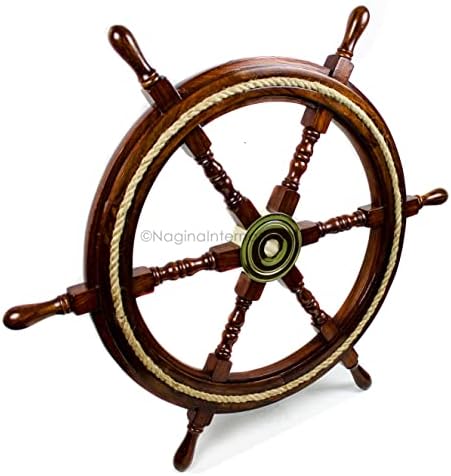 Nagina International 42 Inch Nautical Ship Wheel Wall Sculpture