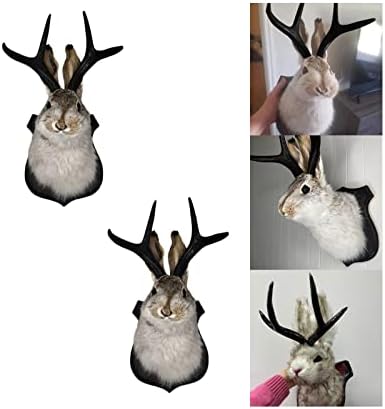 PAHAYU Antler Rabbit Head Wall Decor - 2 Pack Faux Deer Head Mount