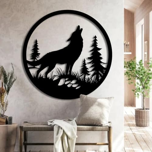 ENJOYOO Wolf Metal Wall Art 19x19in