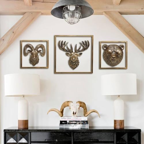 JJALIGHTS Animal Heads Wall Decor Resin Sculptures