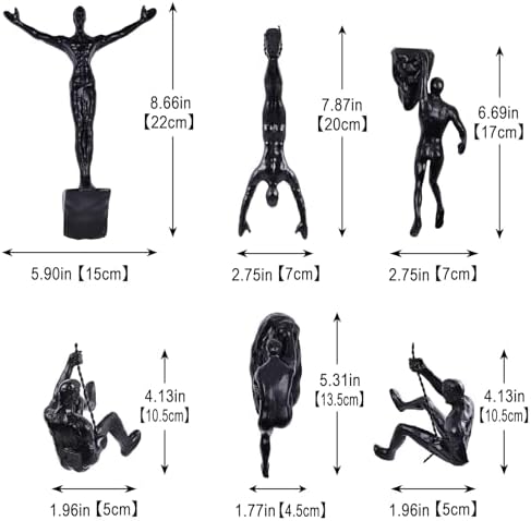 Set of 6 Climbing Man Wall Sculptures