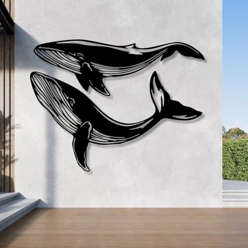 Modern Blue Whale Metal Wall Art 24x14 60x35 cm