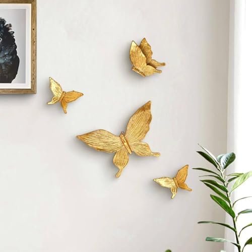 Semeid Set of 4 Gold Foil Butterfly Wall Decor