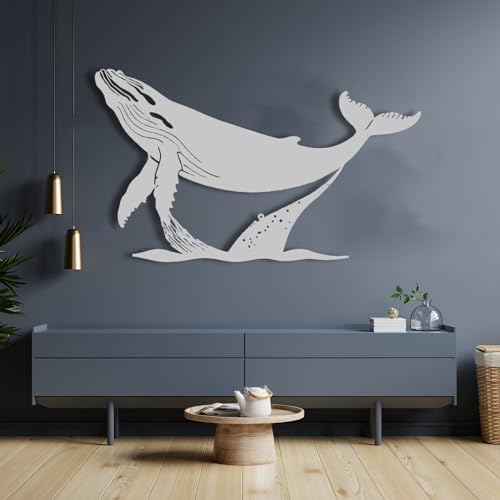 XXQ Whale Metal Wall Art - 30x18 Inch Decor