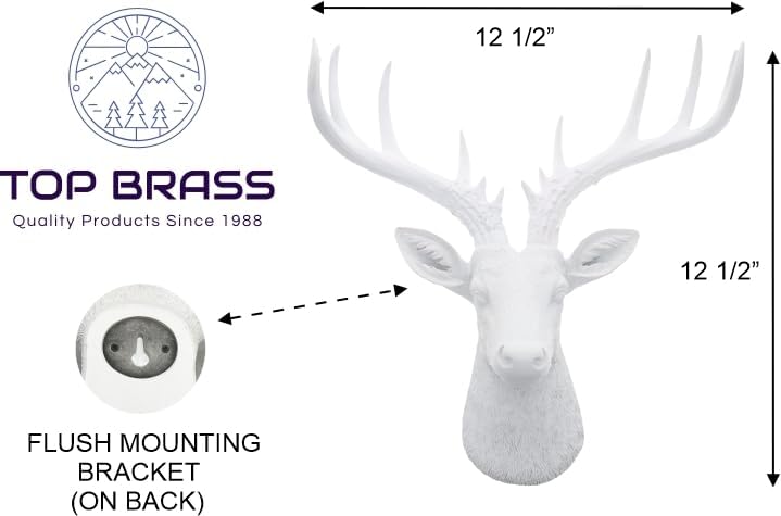 Top Brass 12 12 Inch Faux White Deer Head Wall Decor