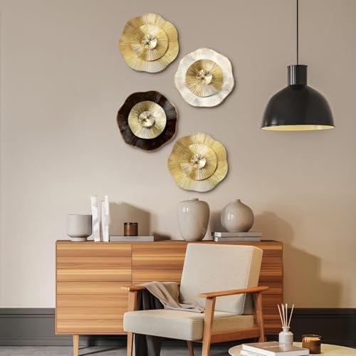 Shimeyao 4 Pcs 12 Inch Gold Metal Wall Decor Sculptures