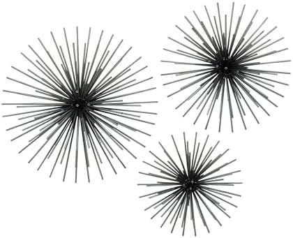 Deco 79 3D Metal Wall Sculpture Set of 3 Black
