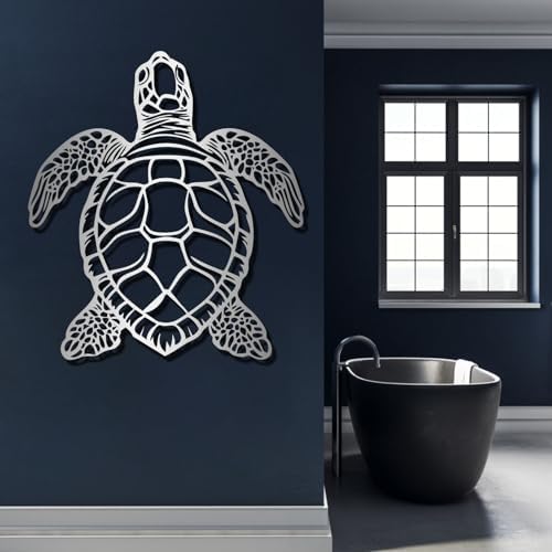 Gold Metal Sea Turtle Wall Art 19x17 Inches