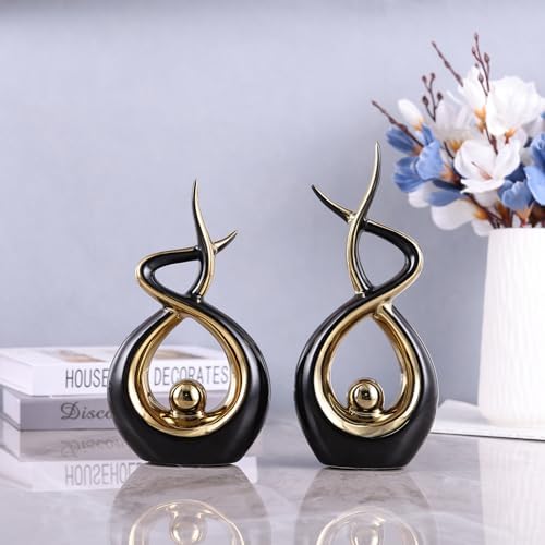 Gold Black Modern Sculpture Table Decorations Ceramic Statues for Living Room and Desk
