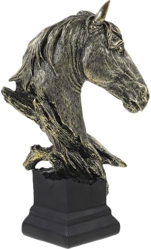 LUOZZY Retro Horse Head Figurine Realistic Statue for Home Office Decor
