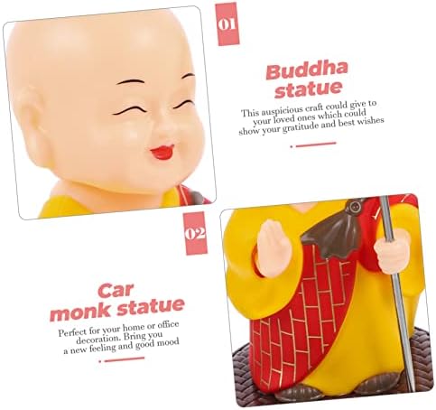 GLEAVI Shaking Head Monk Statue Figurine Zen Decor Car Ornament