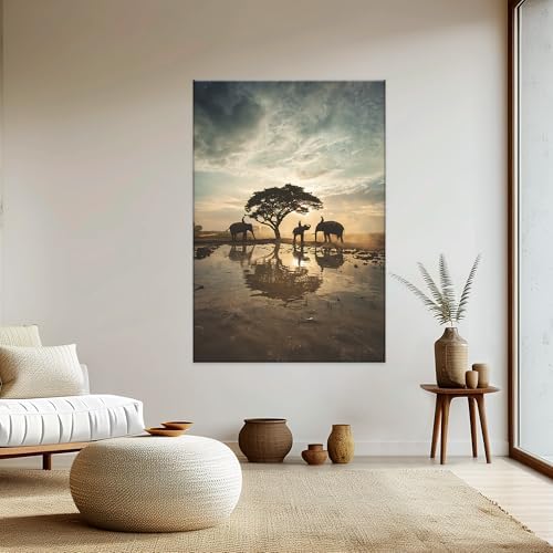 EGD Nature Wall Art Elephant Decor for Living Room