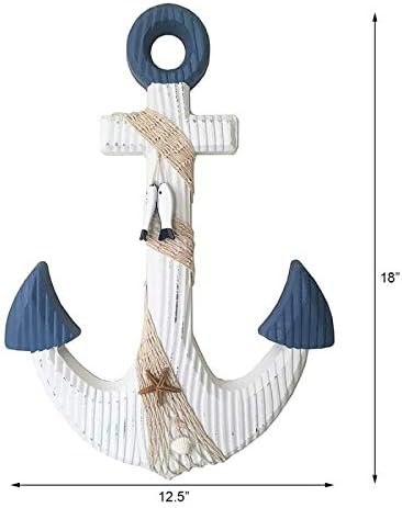 TGarice 18H Wooden Anchor Wall Decor Rustic Nautical Art Sculpture