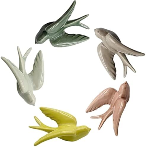 Dorlotou 3D Ceramic Hanging Wall Decor Birds Set