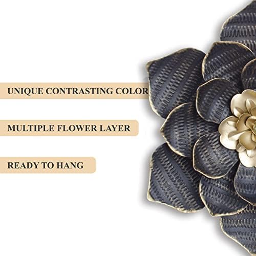 Decointo 95 Inch Black Metal Wall Flowers Sculptures