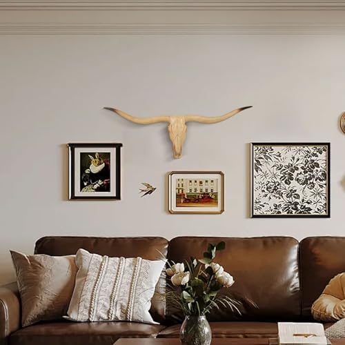 Bison Bull Skull Wall Decor - Realistic Resin Sculpture Art