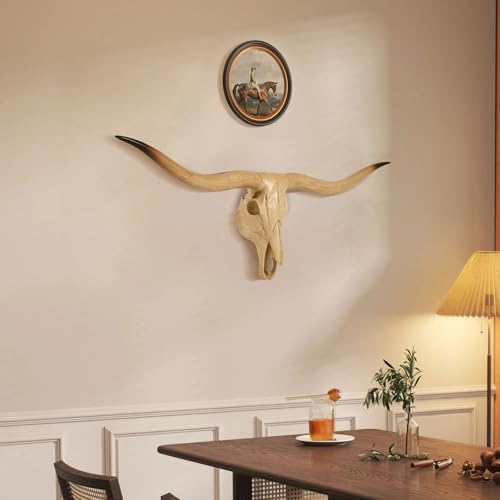 Bison Bull Skull Wall Decor - Realistic Resin Sculpture Art