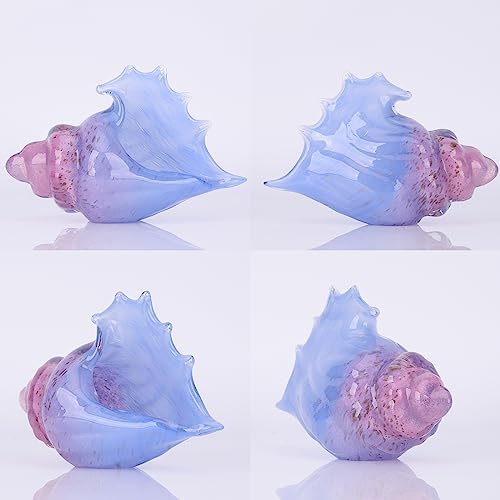 Hand Blown Glass Conch Statue Coastal Decor