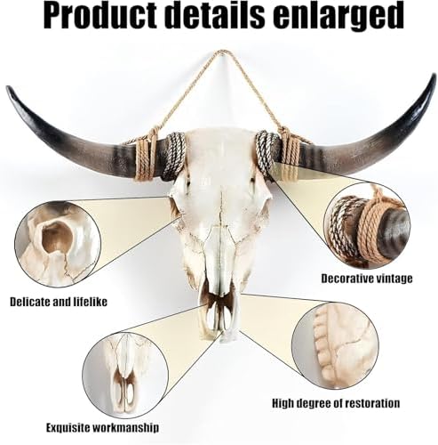 SvRite 31 Inch Cow Skull Wall Decor Brown