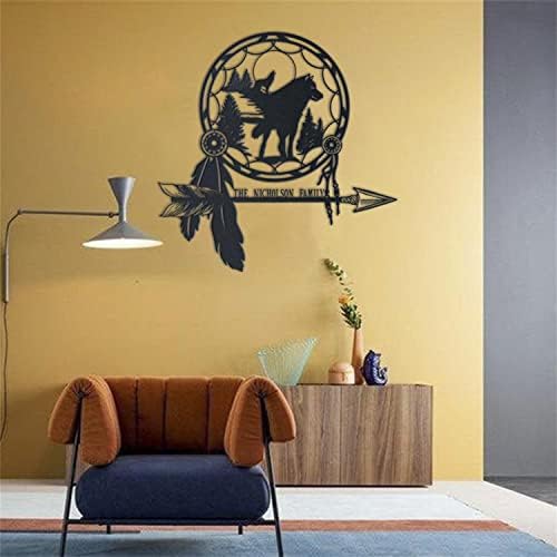 Personalized Native American Wolf Metal Wall Art Sign
