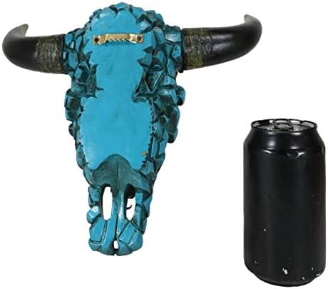 Ebros Gift Turquoise Mosaic Cow Skull Wall Decor