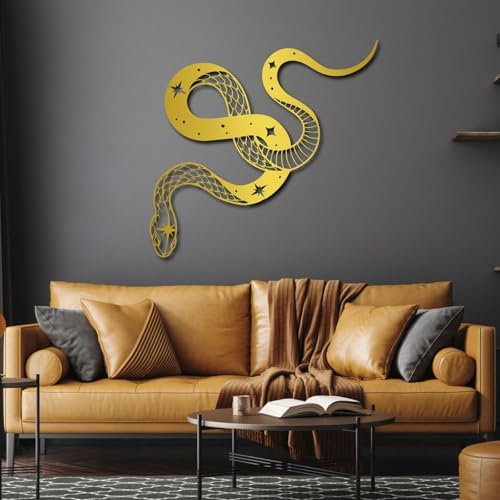 Metal Snake Wall Decor Moon Phase Design 19x18in