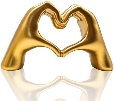 Small Gold Heart Hands Sculpture Decor Statue