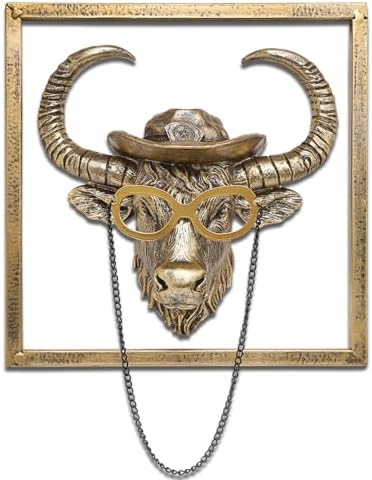 JJALIGHTS Exquisite Resin Bison Wall Sculpture with Gift Frame