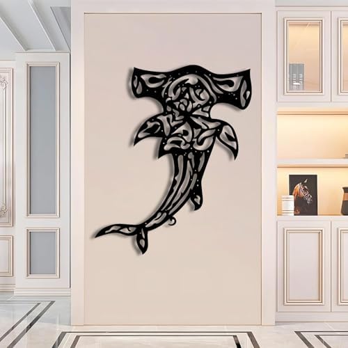 Hammerhead Shark Metal Wall Art Silver 47x39cm