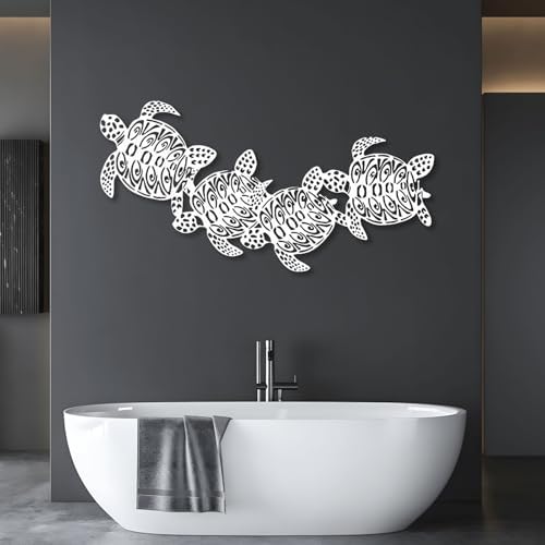 Haass Sea Turtle Metal Wall Art Decor Silver 24 x 12 in