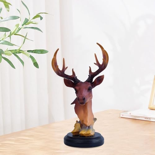 Brown Deer Head Stag Ornament Figurine Sculpture