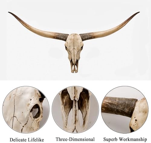 70-Inch Longhorn Cow Skull Wall Sculpture