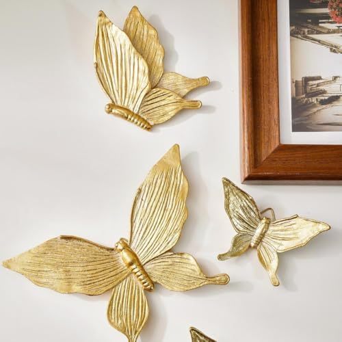 Semeid Set of 4 Gold Foil Butterfly Wall Decor