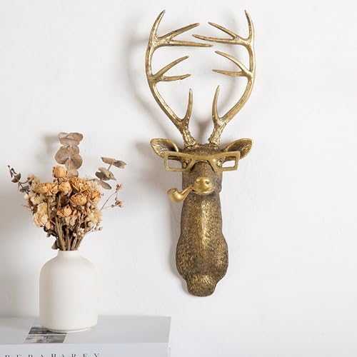 5pcs Animal Heads Wall Decor Bronze Resin Sculptures