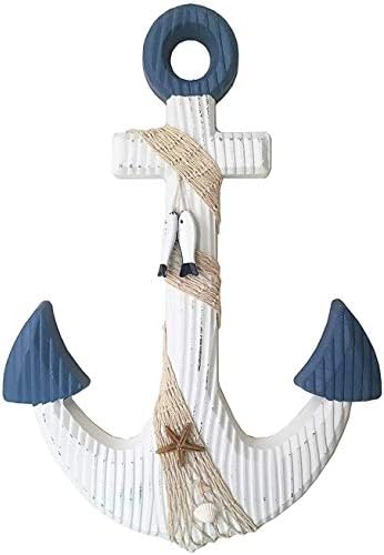 TGarice 18H Wooden Anchor Wall Decor Rustic Nautical Art Sculpture