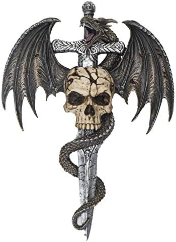 SUMMIT COLLECTION Spiral Dragon Skull Dagger Wall Sculpture