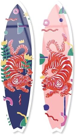 Crimson Tiger Surfboard Acrylic Wall Art Set