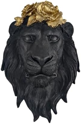 GUSFREUD Unique Animal Head Wall Decor - Faux Lion Sculpture for Home Office and Bedroom
