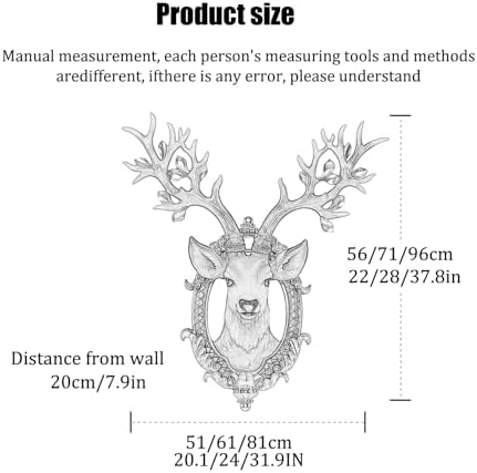 Faux Deer Head Wall Sculpture with Detachable Antlers