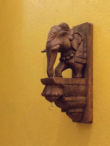 Wooden Wall Corbel Elephant Statue Set of 2
