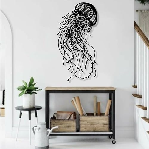 Jellyfish Metal Wall Art 3D Sculpture Elegant Decor