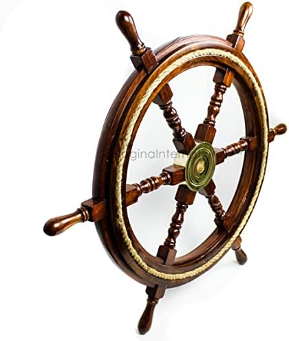 Nagina International 42 Inch Nautical Ship Wheel Wall Sculpture