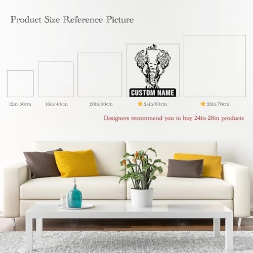 FaosTEQ Custom Elephant Metal Sign - Flower Wall Decor