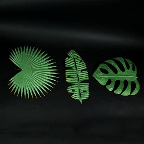 Zeckos 3 Piece Antiqued Green Metal Tropical Leaf Wall Sculptures